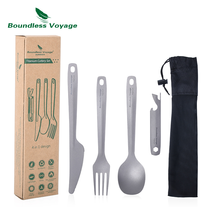 Outdoor Camping Dining Set - Grenzeloze Voyage Utility Bestek Set 4-Stukken