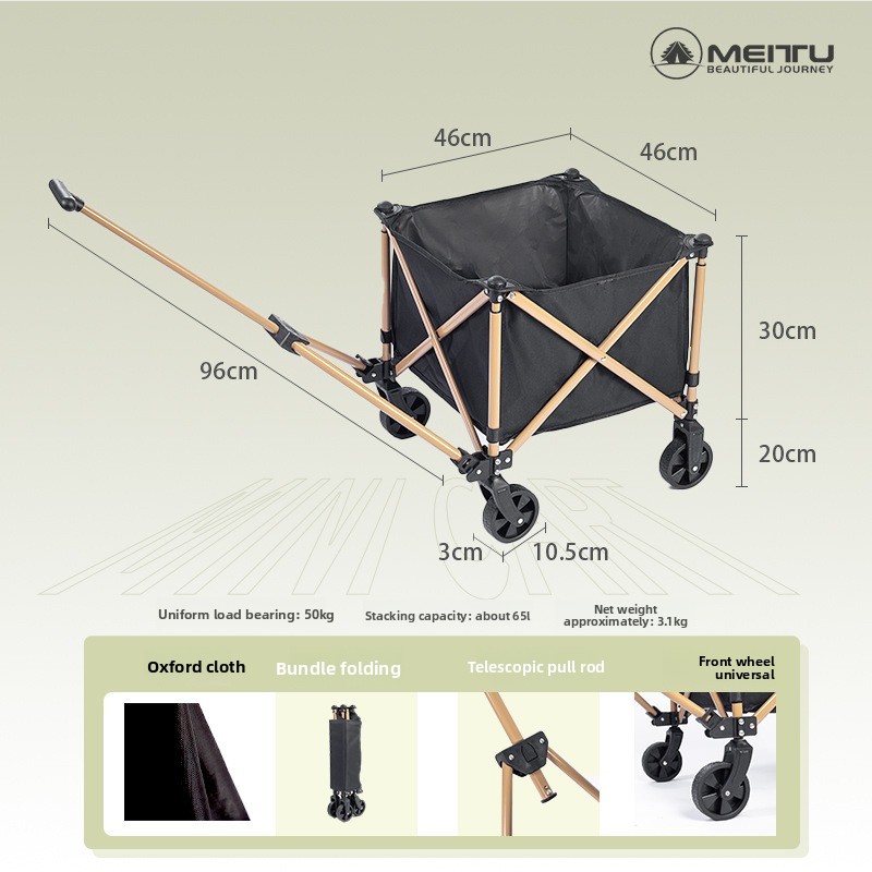 Outdoor Camping Trolley - Vouwwagen voor buiten, draagbare campingkar, 3-seconden