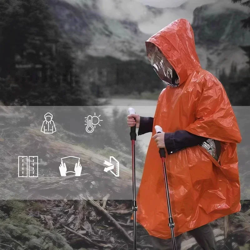 Camping Rain Poncho - Waterdichte en warme noodponcho met capuchon