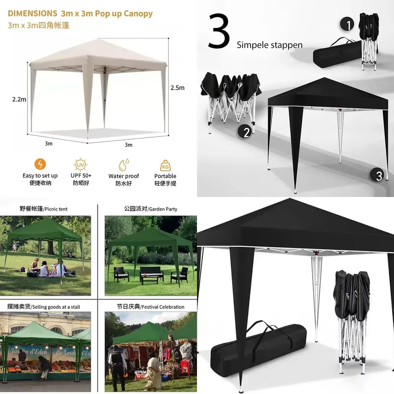 300x300x220cm Opvouwbare Tent  - Outdoor Camping Exhibition recensie en prijs